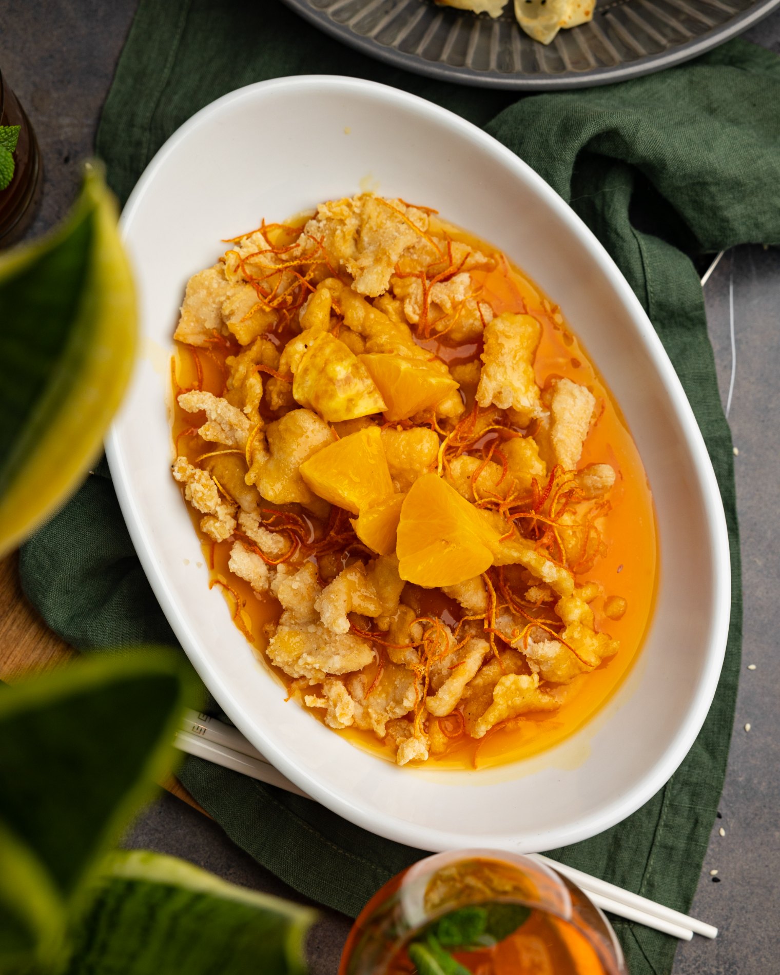 Knuspriges Huhn in Orangensauce