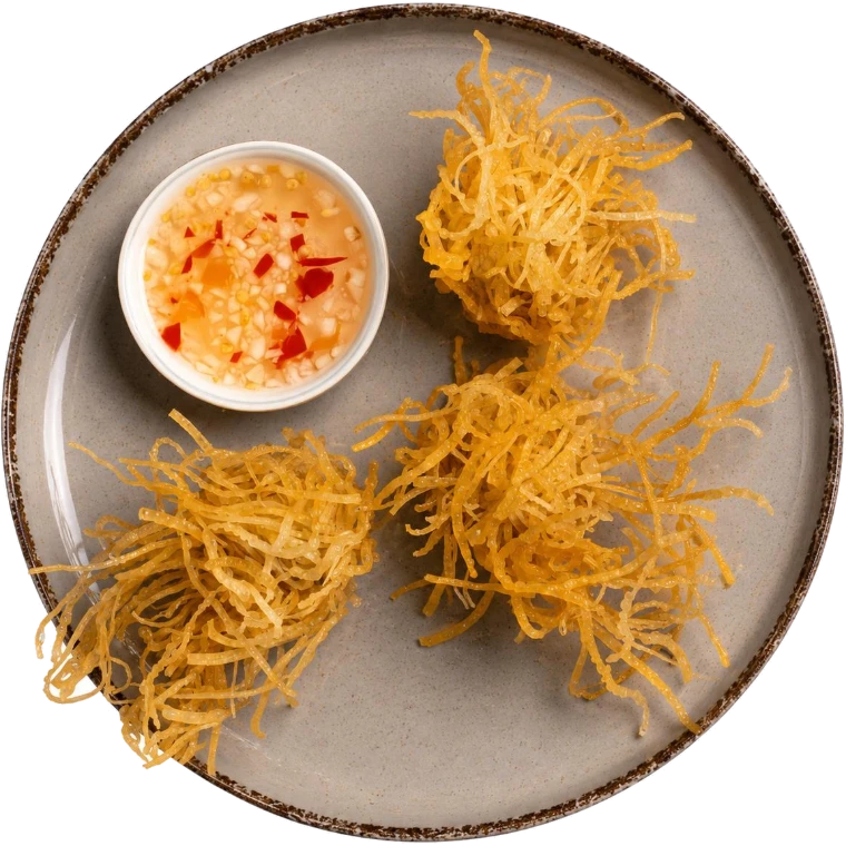 Frittierte Meeresfrüchte-Knödel